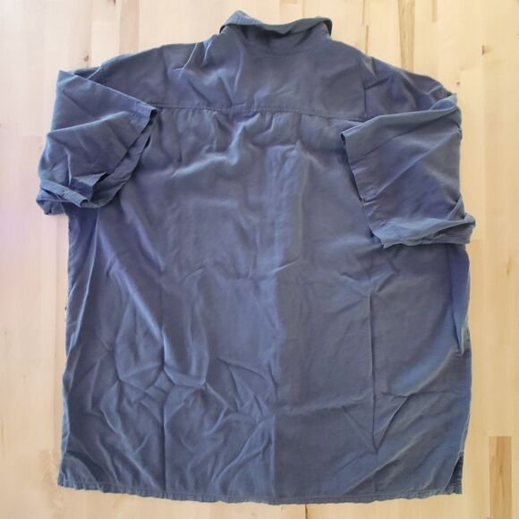 Joseph & Feiss Men's 100% Silk Shirt Button-Up Short Sleeve Blue XXL Vacation - Picture 3 of 13